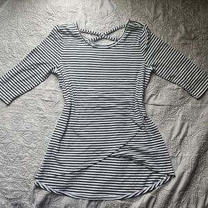 art class Black and White Striped Top with Crisscross Strap